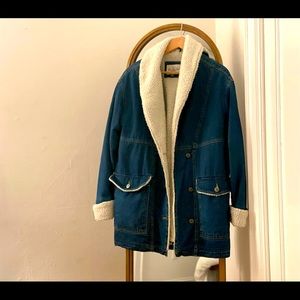 Oversized, faux shearling jean jacket